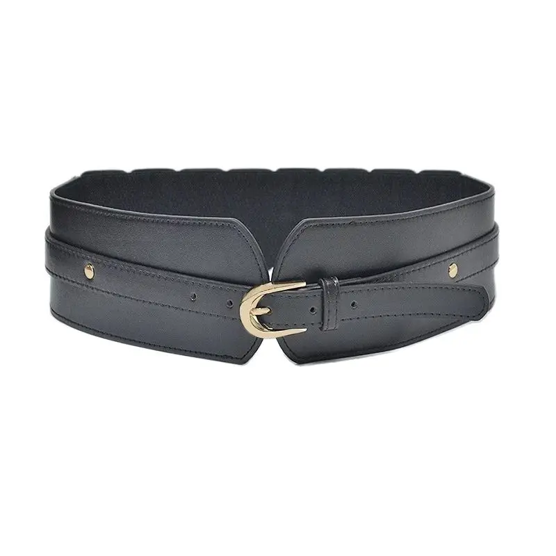 

Luxury Ladies Wide Belt Elastic Vintage Buckle Leather Wide Fashion Wild Pin Buckle Women's Belt Waist Seal Belt 2021