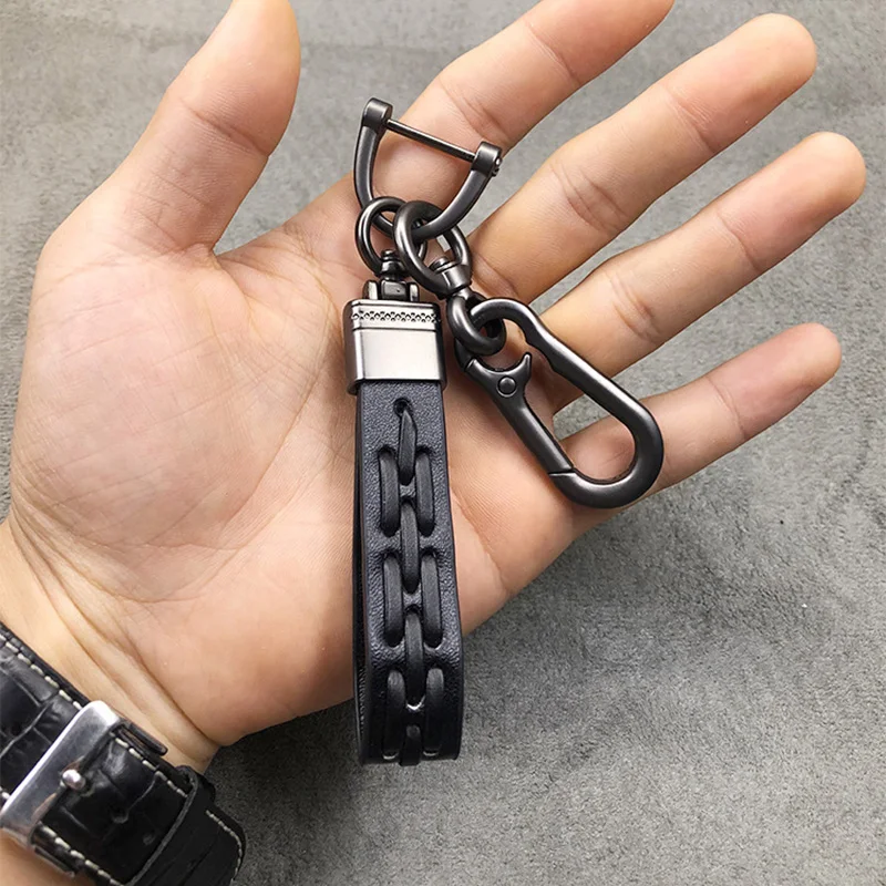 Вертикальный Плетеный мужской брелок из искусственной кожи с подковой |