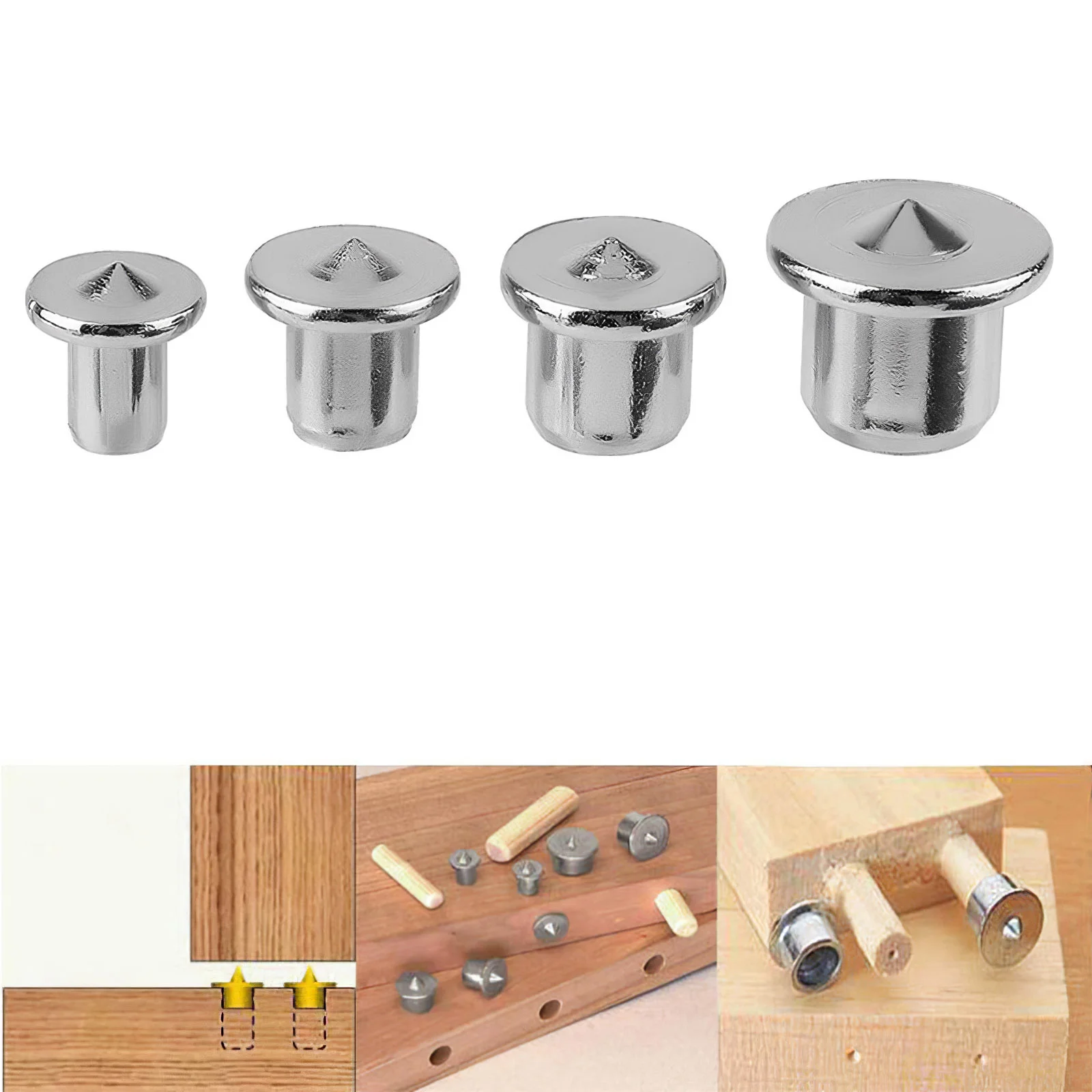 

4pcs Dowel Pins Center Point Set Wood 6mm 8mm 10mm 12mm Dowel Tenon Center Set Dowel Centre Point Woodworking Wood Drill Bit