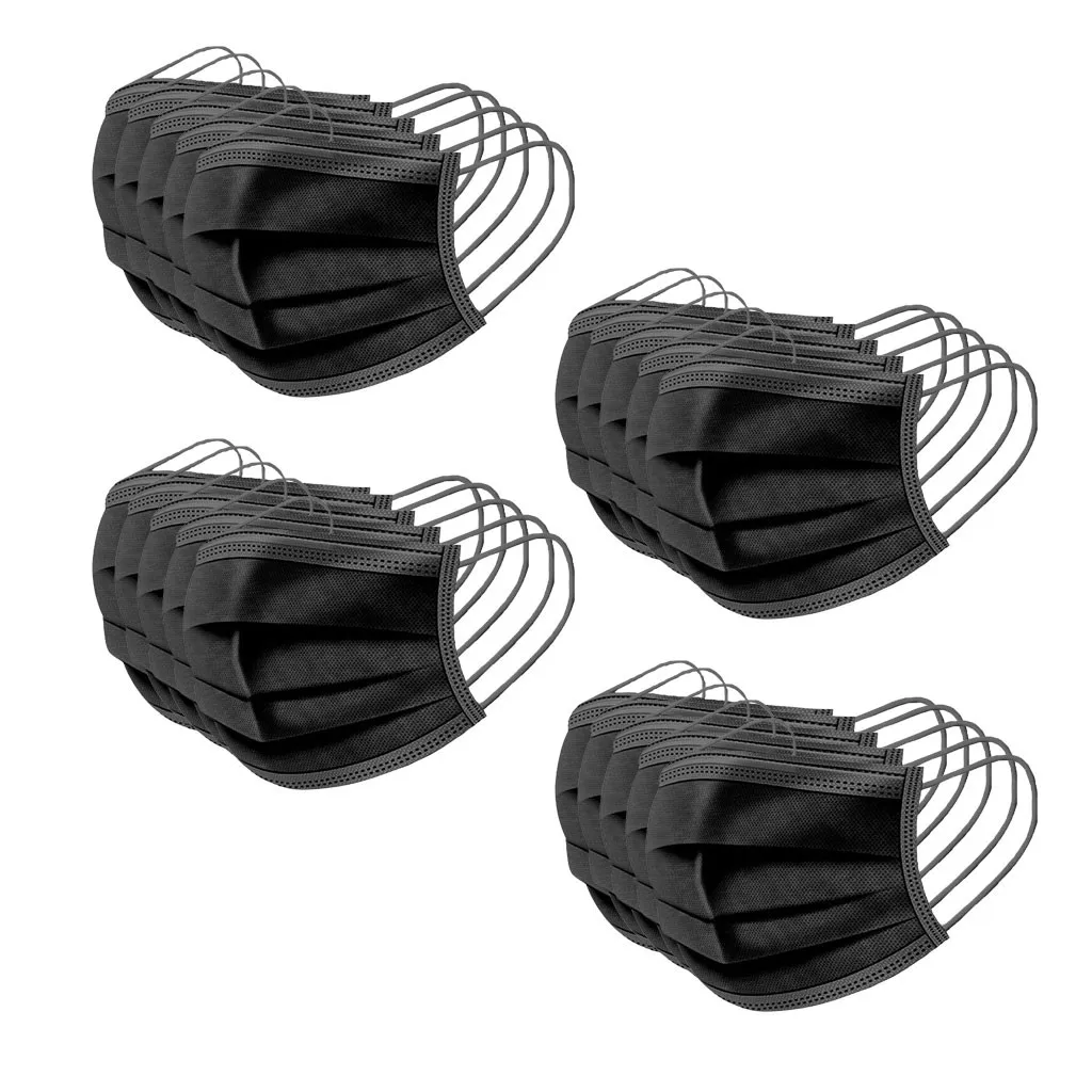 

20pcs Unisex Black Disposable Face Mask Activated Carbon Breathable Thin Style Mask Fabric Dust Mouth Mask Mascarillas