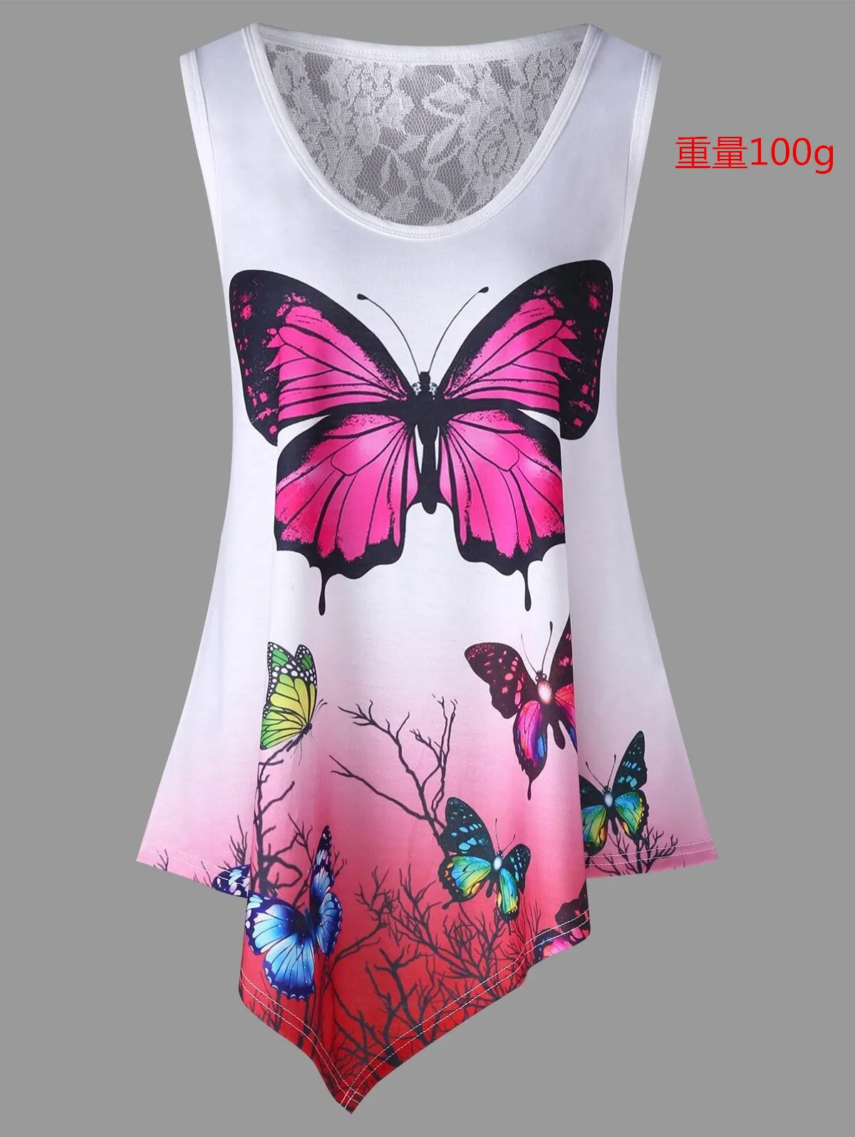 Женская блузка с цветочным принтом и бабочкой летняя Длинная без рукавов