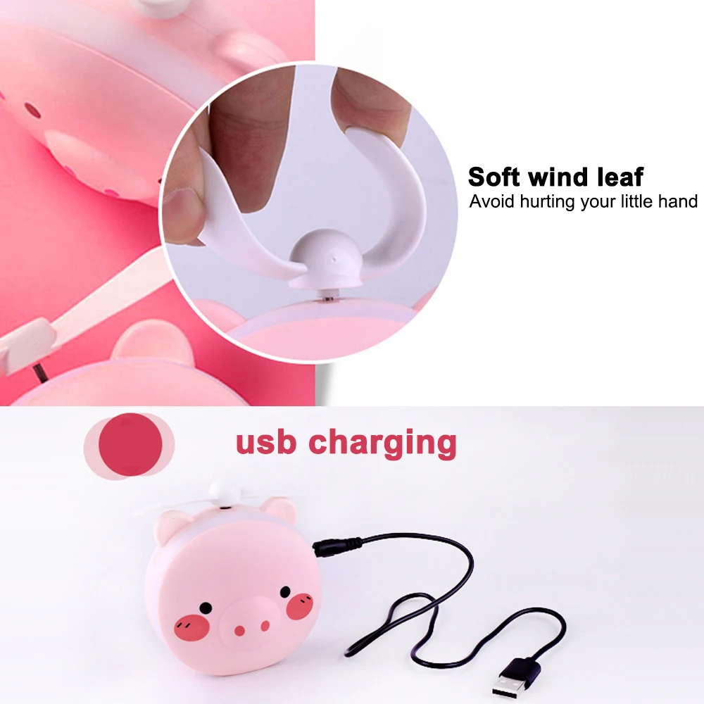 Портативный светодиодный светильник с рисунком поросенка зеркальный вентилятор