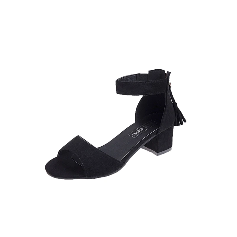 

Women Summer New Shoes Suede High Heels Sandals Woman Fashion Sexy Open Toe Riband Ankle Strap Square Heel Party Female Shoes