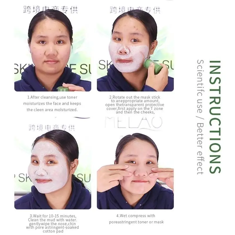 

Green Mask Stick Green Tea Mud Mask Oil Control Acne Blackhead Treatment Pores Purifying Clearing Mask Remove G5E0