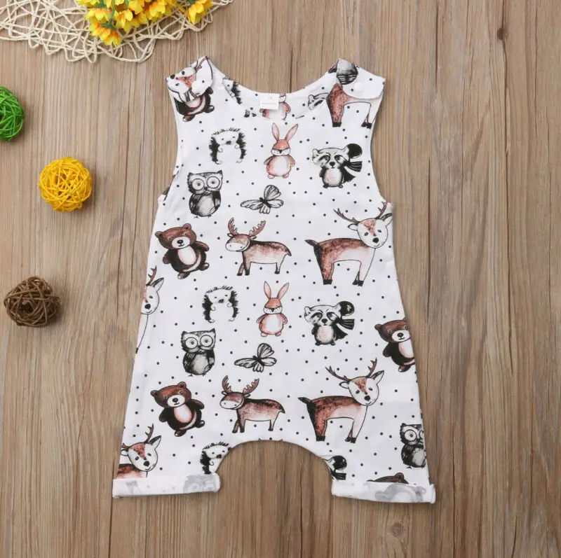 Imcute Baby Rompers Summer sleeveless Cartoon Animal Newborn Boy Girl Clothes Infant Jumpsuit Toddler Clothing 0-2T | Детская одежда и