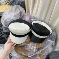 202108 axinxin new autumn black white color matching model street pu flat leisure octagonal hat men women visors cap
