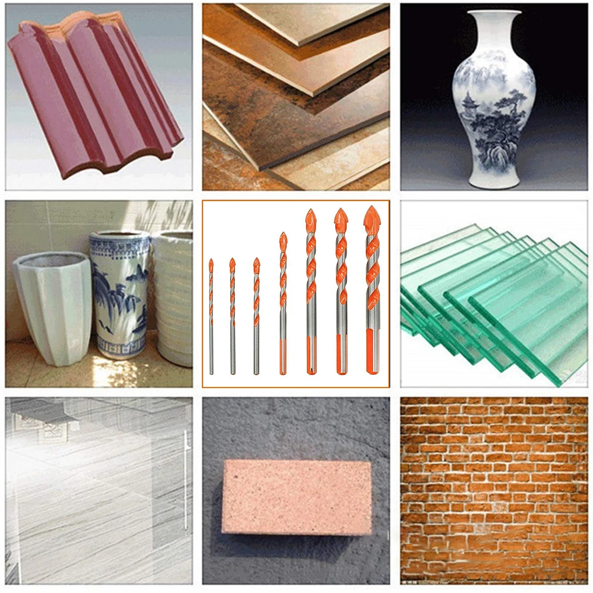 

Triangular-Overlord Handle Multifunctional Drill Bits Punching Drill Bits Set With Carbide Tip For Tile Concrete Glass And Wood