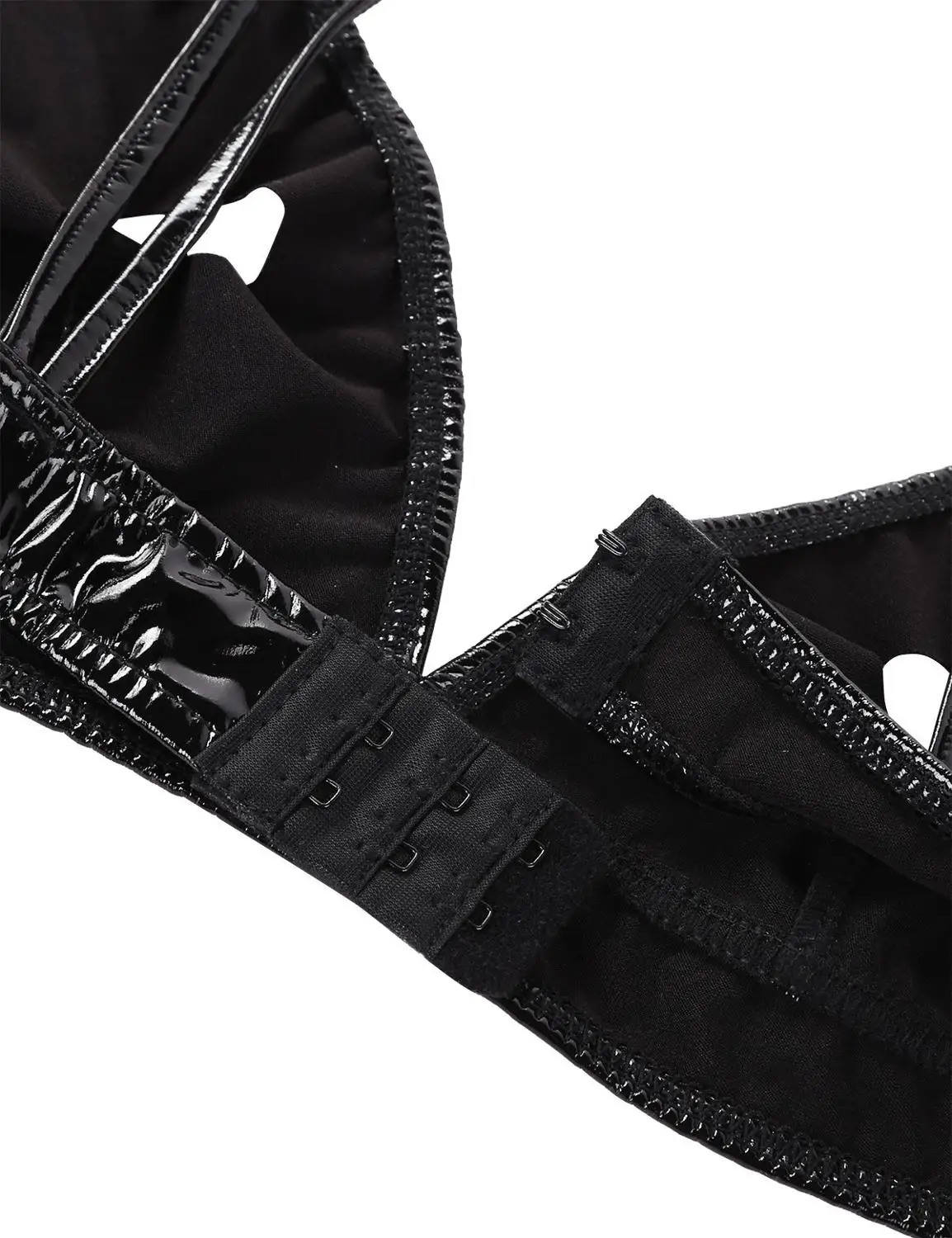 Женское нижнее белье из искусственной кожи треугольные открытые чашечки с