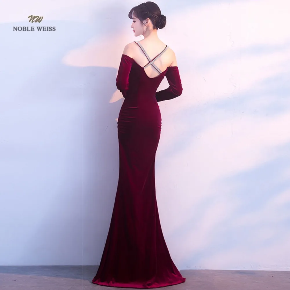 Сексуальное платье для выпускного вечера велюровое с вырезом лодочкой и