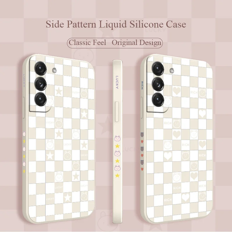 

Plaid Bunny Case For Samsung Galaxy S21 S22 S20 FE S10 S9 Ultra Plus S10e Note 20 ultra 10 9 Plus Liquid Silicone Back Cover