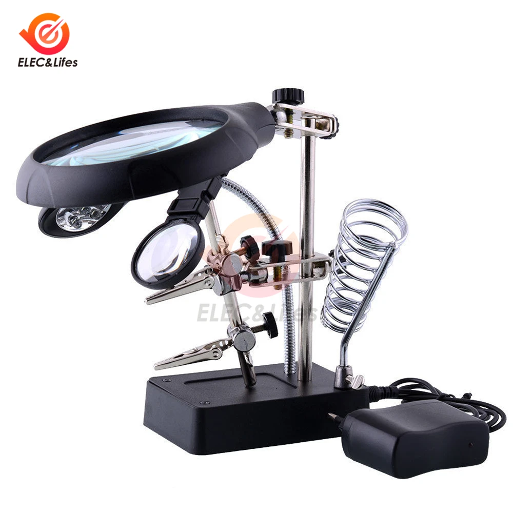 Подставка для паяльника 3 в 1 штатив паяльной станции увеличительное стекло