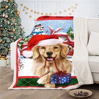 red christmas throw blanket cartoon snowman dog warm sherpa fleece plush xmas blanket for kids child bed sofa car new year gift