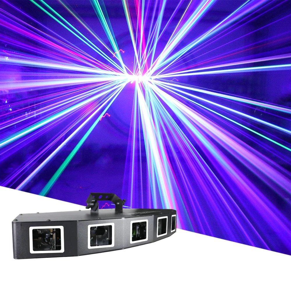 

Полноцветный мешкообразный лазерный светильник DMX512 с 6 головками и узорами для сцены, лазерный проектор RGB для диджея, дискотеки, музыки, веч...