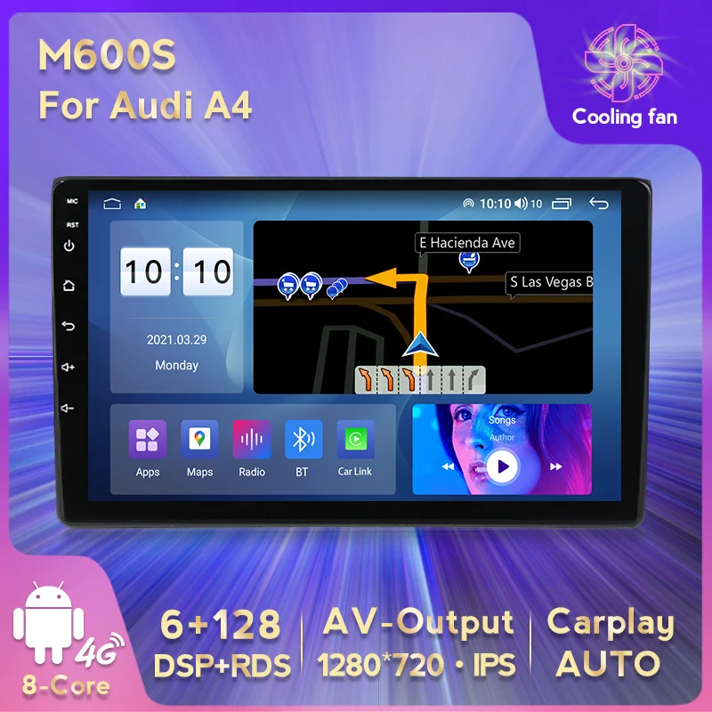 

Автомагнитола Carplay +, стерео-система на Android 10, с GPS, Wi-Fi, Bluetooth, для Audi A4 B6 S4 RS4 SEAT Exeo 2, типоразмер 2 Din