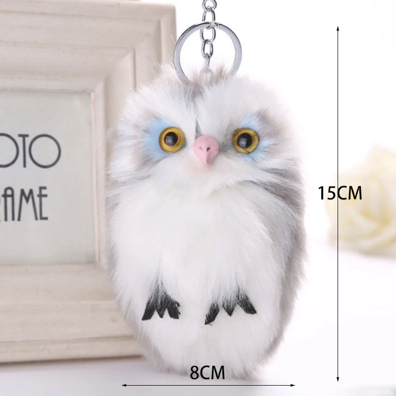 

Cute Fluffy Owl Keychain Women Fur Ball Keychain Cute Artificial Rabbit Fur Animal Keychain Car Backpack Keychain Party Gift