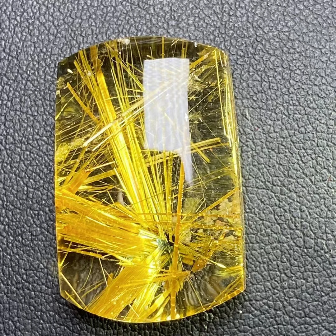 

Genuine Natural Gold Rutilated Quartz Rectangle Pendant 27*18*10mm Crystal Fashion Pendant Jewelry Genuine AAAAAA