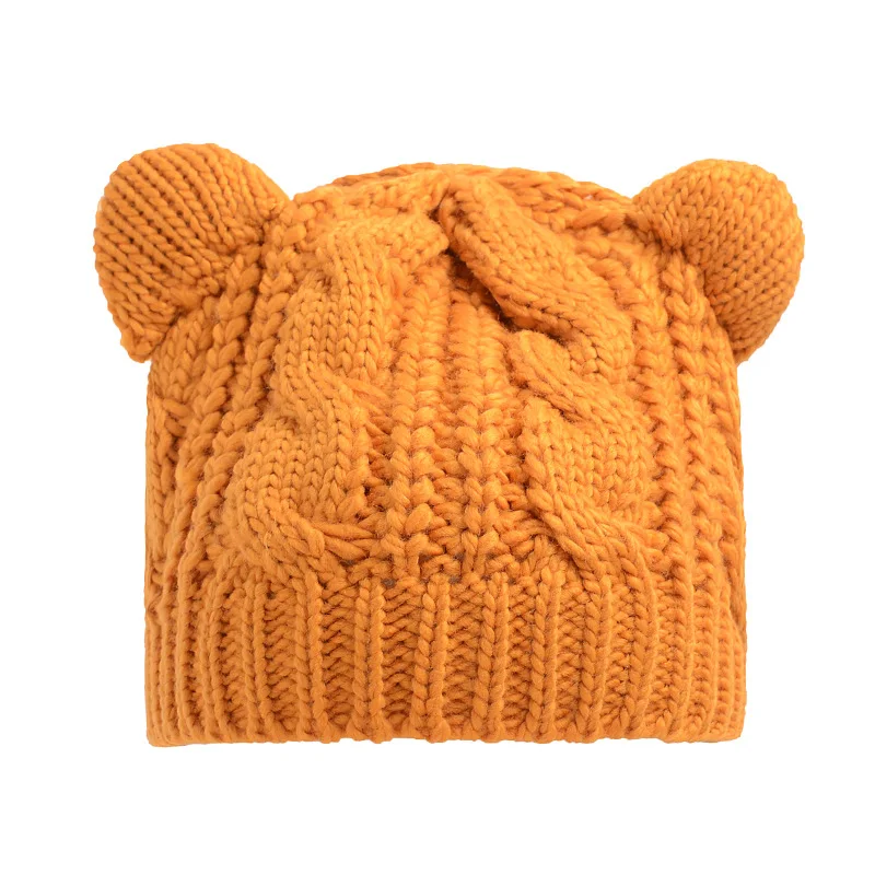

Obawa Lovely Cat Ears Hat Beanie Women Warm Solid Hip-hop Cap Lady Girls Cute Winter Knitted Skullies Beanies Casual Wool Caps