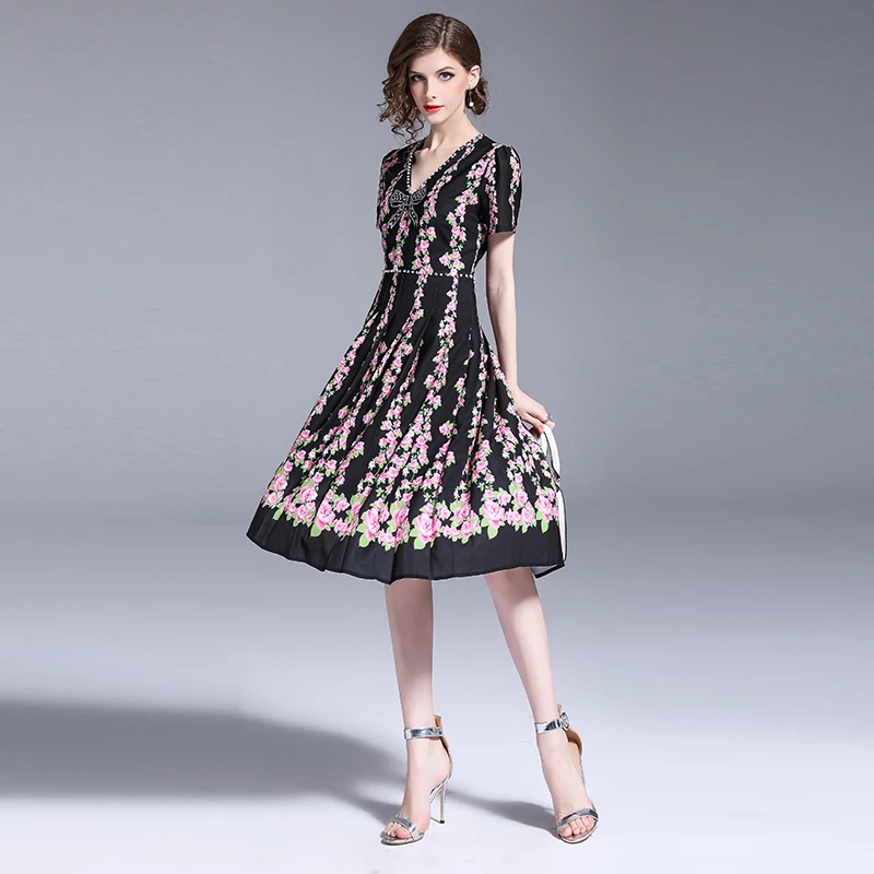 Модные новые женские летние с v образным вырезом бусина бантиком отстрочкой