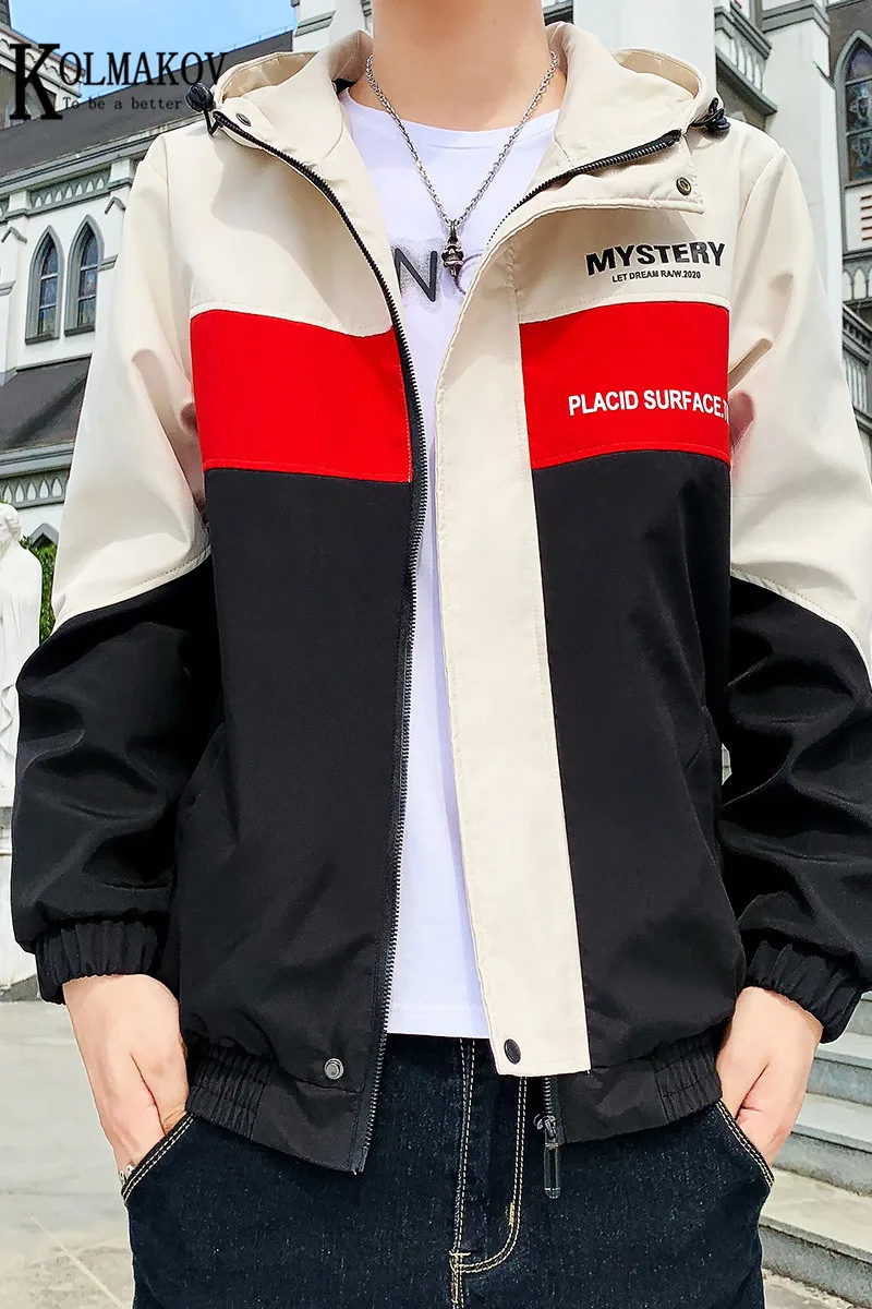 

KOLMAKOV In The Spring Of 2021 New Men's Hooded Coats Casual Jacket Zipper Fly Male Fashionable Coat Size M-3XL 3 Color