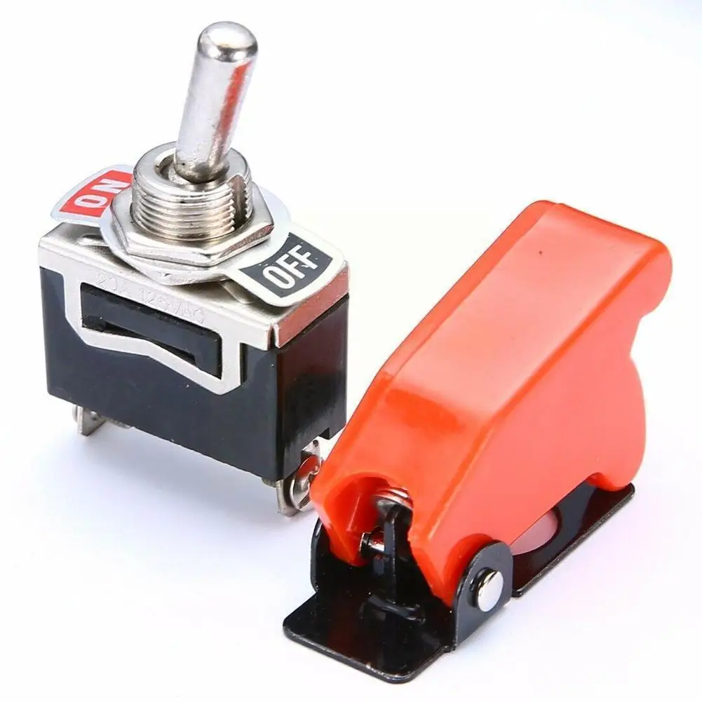 

125v 10a Brand New and High Quality Durable Illuminated Car Toggle Led Cover Missile Dash Metal Switch Switch Red Light Lev E8F7