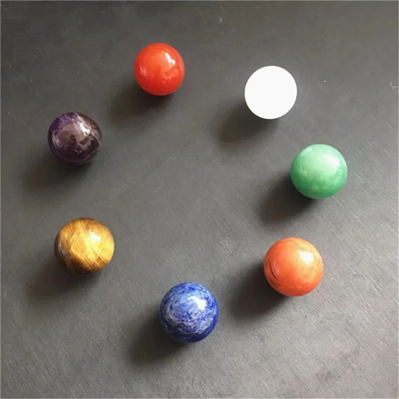 7 stücke Natürliche Stein Chakra Fiel Healing Kristall Rock Mineral Kristall Perle Dekoration Ball – Detail 2