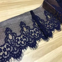 3mlot dark blue french lace trim embroidery eyelash lace diy accessories needle work chantilly lace fabrics for clothes craft