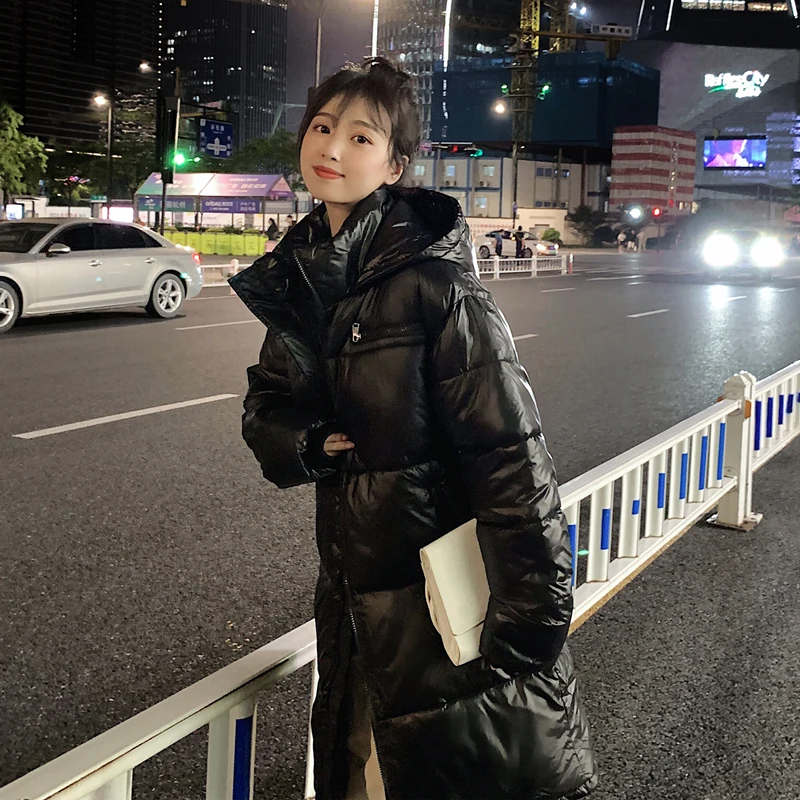 

Fashion Women Winter Jacket Warm Coat Korean Loose Cotton Padded Hooded Jacket Long Female Overcoat Casual Winter Coat Parkas