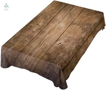 Table Decoration For Party Rustic Wood Planks Retro Grain Rectangle Tablecloth Polyester Rectangle Desk For Dining Decor