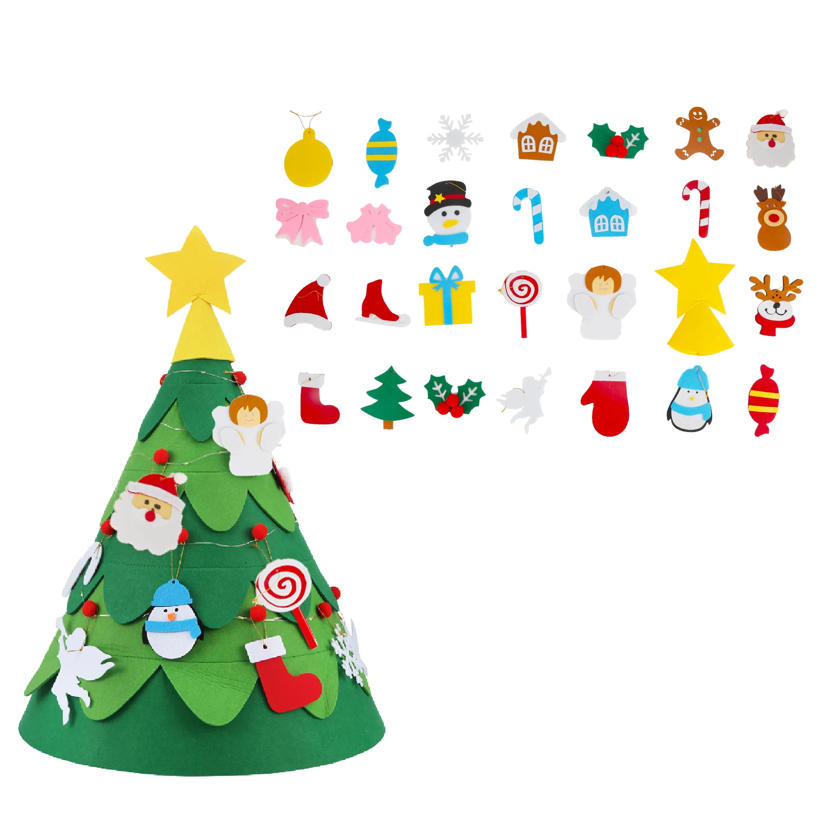 

3D фетровая Искусственная елка «сделай сам» с 26 шт. украшений для малышей, подарок для детей, Рождественское украшение