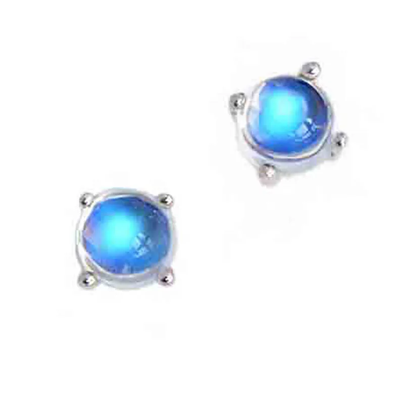 Bague Ringen модные серебряные 925 серьги-гвоздики с 6-11 мм круглыми лунными камнями серьги-гвоздики для женщин подарок на свадьбу
