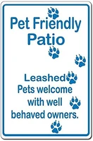 pet shop wall decoration metal tin sign pet friendly patio leashed pets welcome metal decorative board 8x12 or 12x16 inches