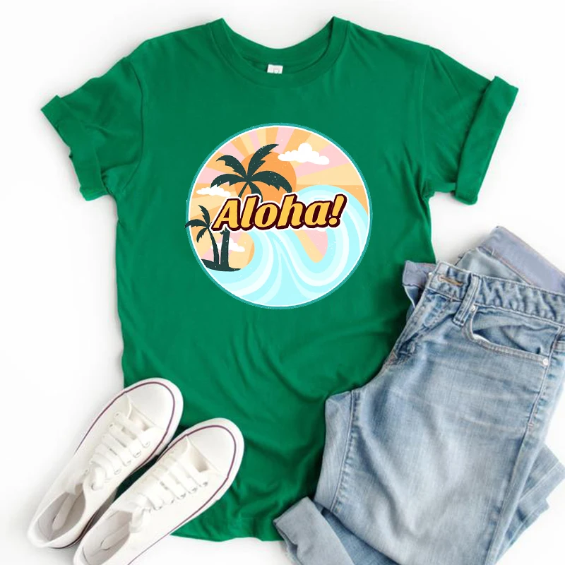 Aloha летние футболки с графическим рисунком женские Гавайские рубашки летняя
