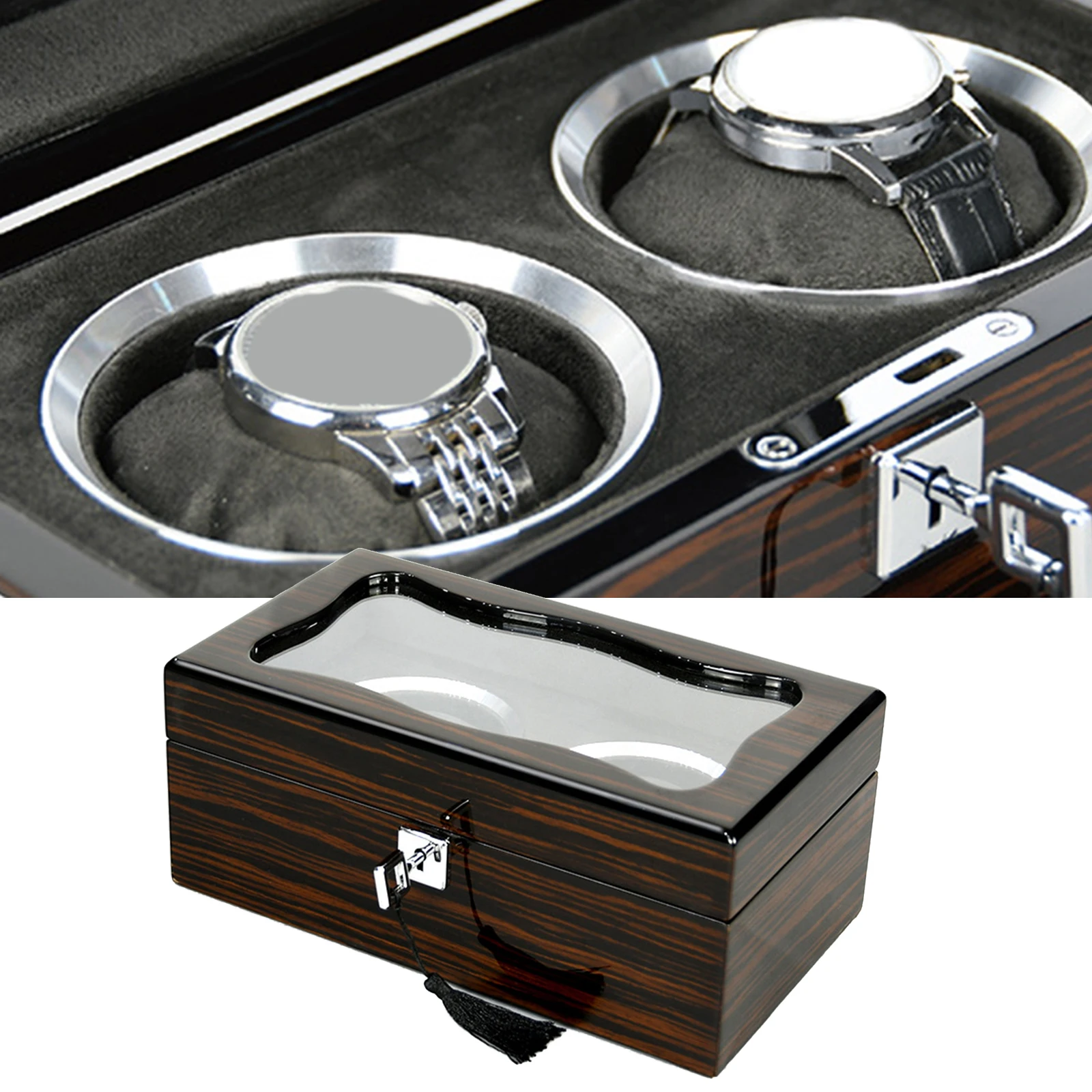 Rosewood Wooden Mechanical Watch Display Case Glass Sunroof Jewelry Storage Box Premium