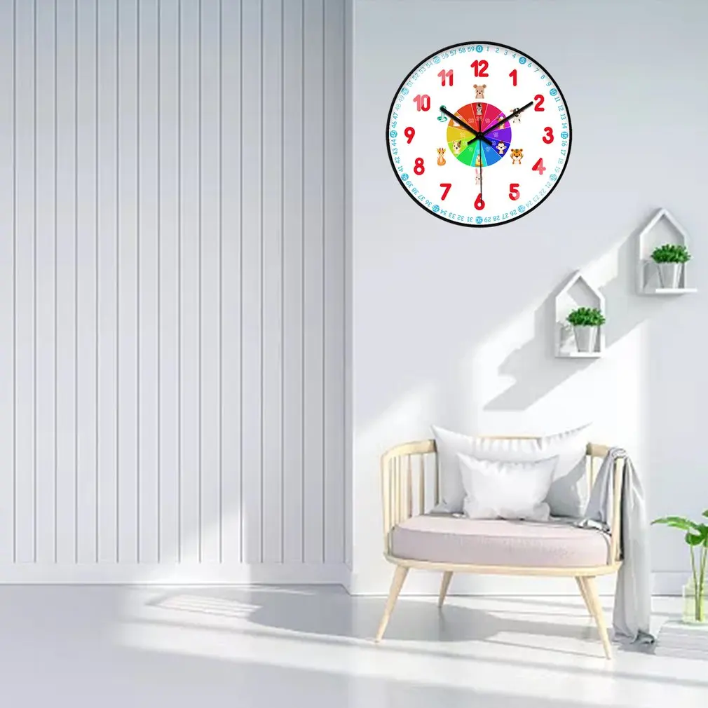 

Kids Children Educational Wall Clock 10 inch Colorful Clock Learn to Tell Time Home Rome Decor Baby Early Learning Toys