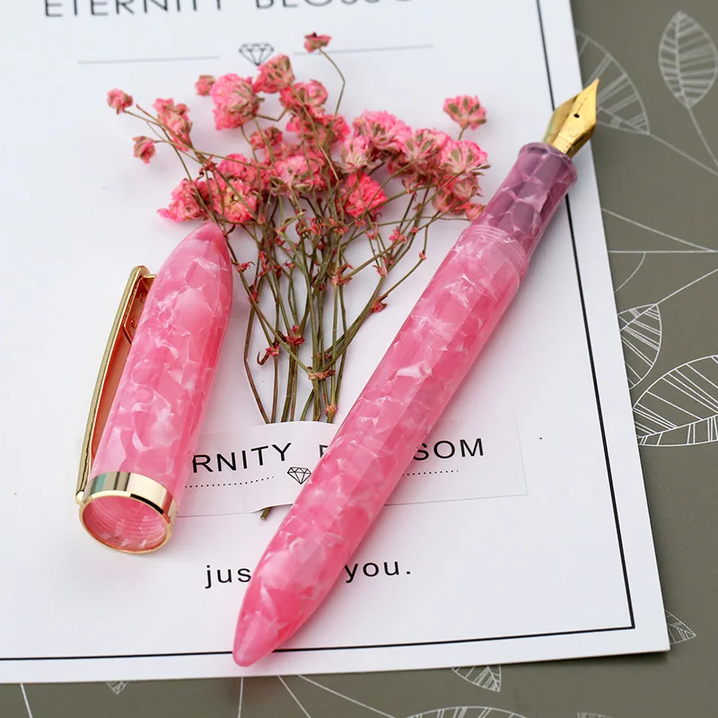 

Moonman / MAJOHN S1 Ice Pink Acrylic Resin Fountain Pen Iridium Extra Fine / Fine Nib 0.38 / 0.5mm Writing Ink Pen Gift Box Set
