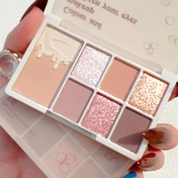 glitter 7 colors eyeshadow palette matte shimmer soft touch long lasting waterproof pigmented brighten eyes makeup cosmetics