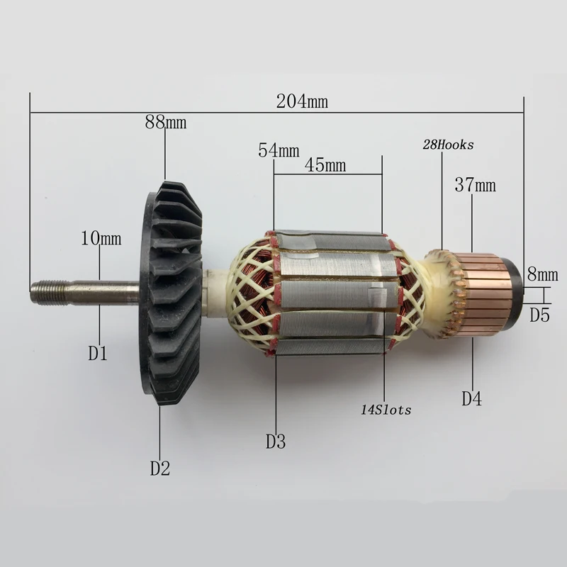 AC220-230V арматура ротора двигателя Замена для Bosch GWS21-180/230 угол ротор дробилки