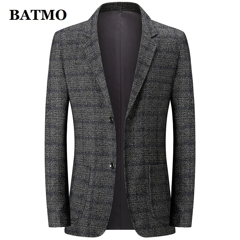 BATMO 2020 Новое поступление весенний клетчатый Повседневный серый мужской блейзер