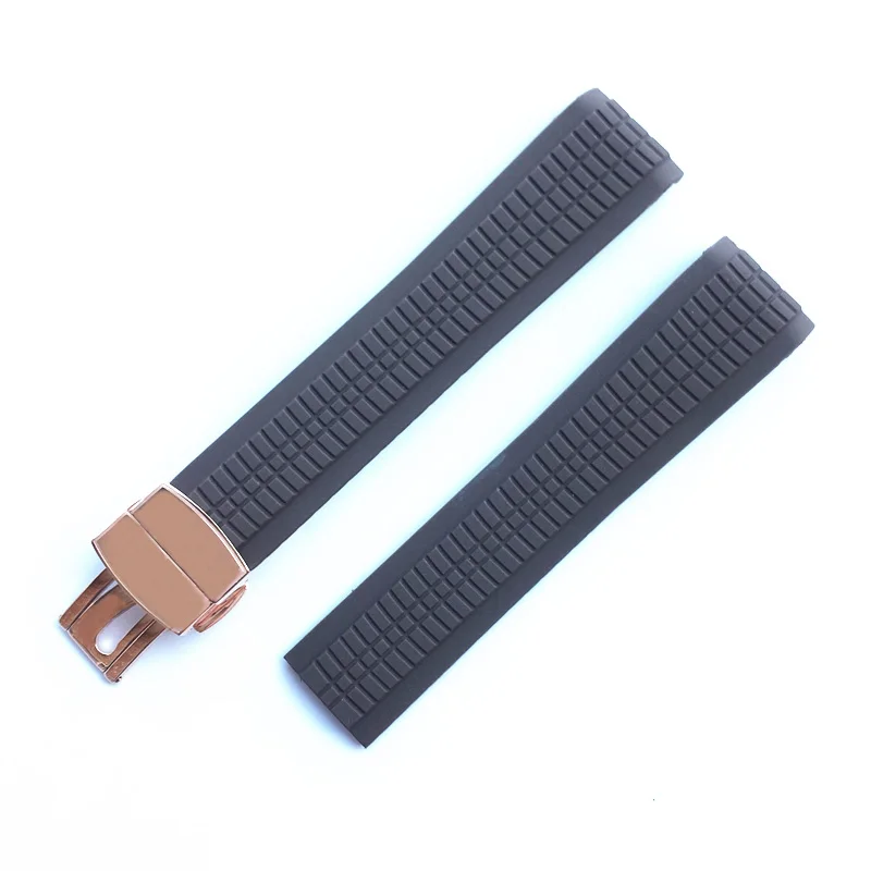 Silicone Rubber Strap Black Brown Blue 21mm watch strap for for PP Patek AQUANAUT 5167R-001 / 5167A-001 watch band bracelet images - 6