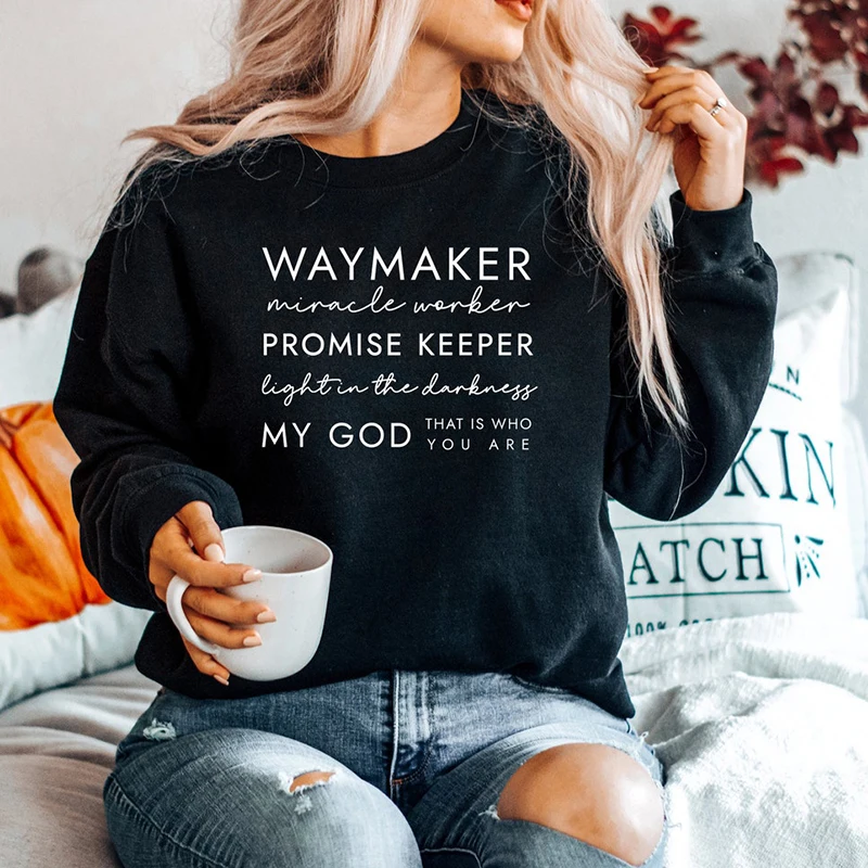 

Waymaker чудо-рабочий обещание вратаря Женская толстовка худи с рисунком и рисунком с изображением Иисуса аксессуары джемпер дропшиппинг