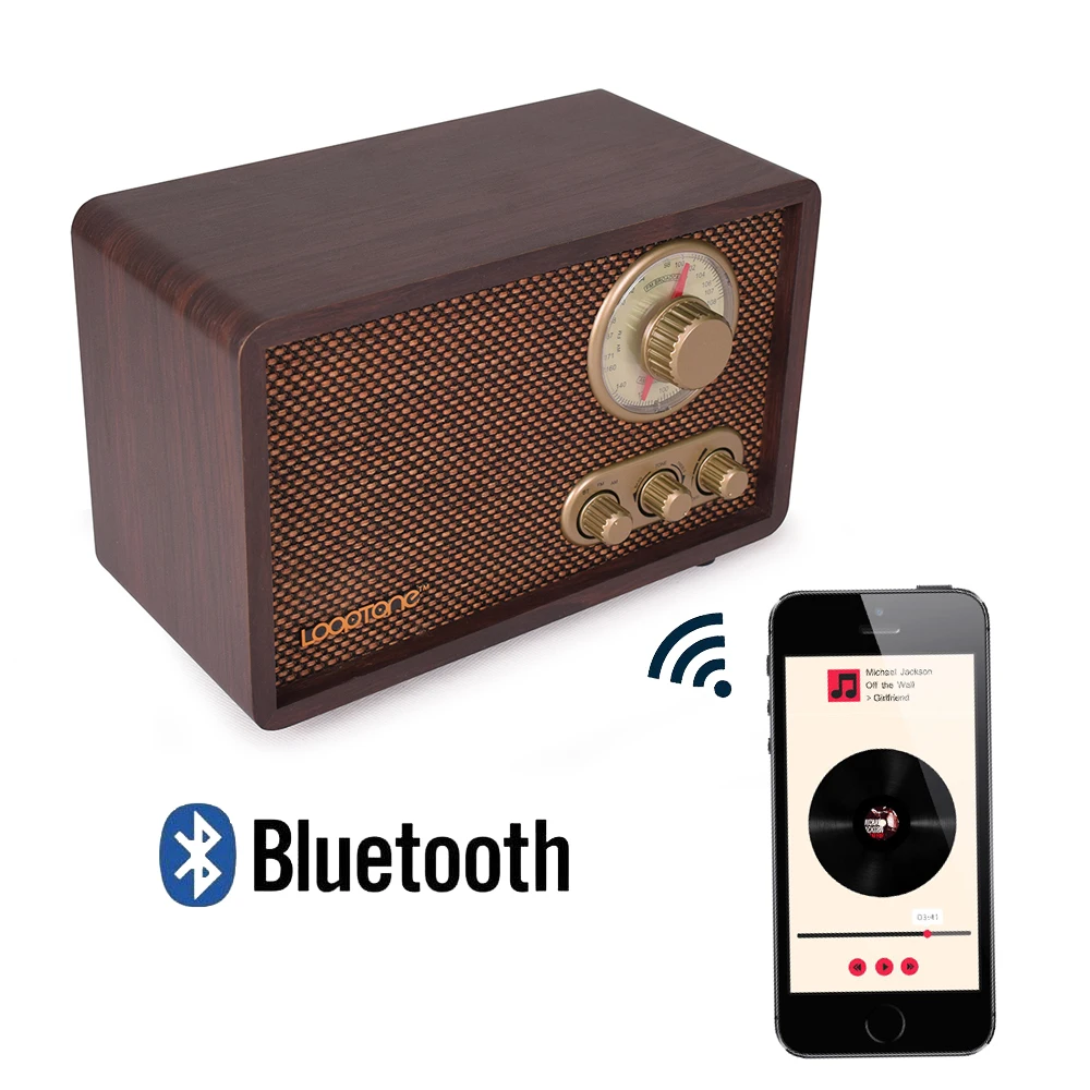 LoopTone Bluetooth Настольный AM/FM радио Винтаж Ретро Классический громкий Встроенный
