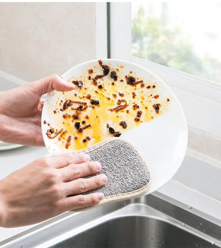 

Double Cleaning Cloth Double-sided Kitchen Cleaning Sponge Cloth Kitchen Cleaning Wiper Decontamination Dish Towel