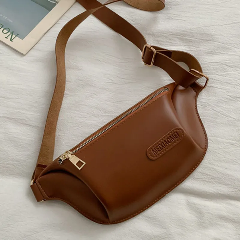 

2021 Fashion Chest Bag For Women PU Leather Fanny Pack Solid Color Crossbody Bag Leisure Waist Bag Lady Shopping Messenger Bag