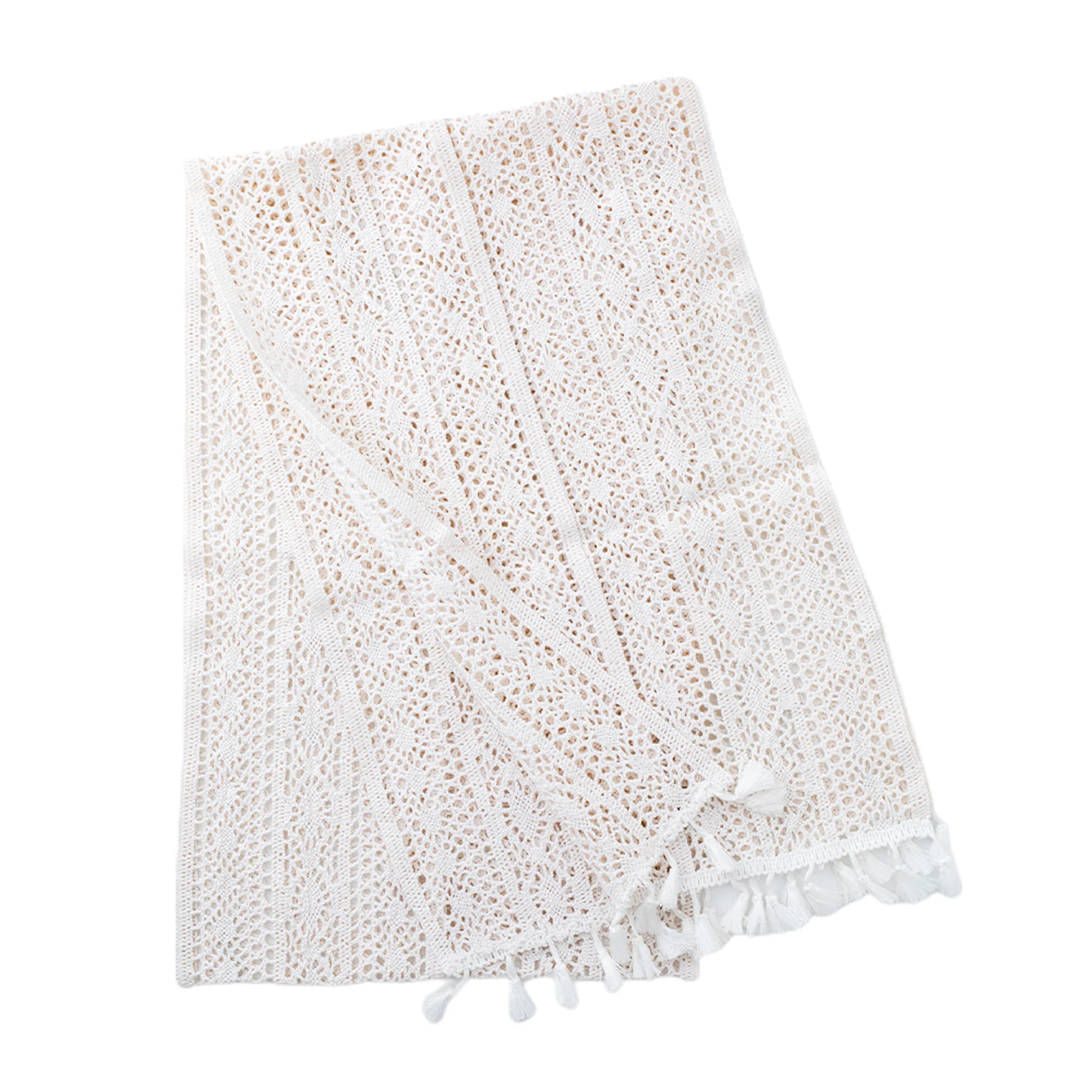 

Soft Easy Clean Table Runner Wedding Cotton Home Decor Reusable Macrame Design Farmhouse Festival Mesh Party Crochet Lace