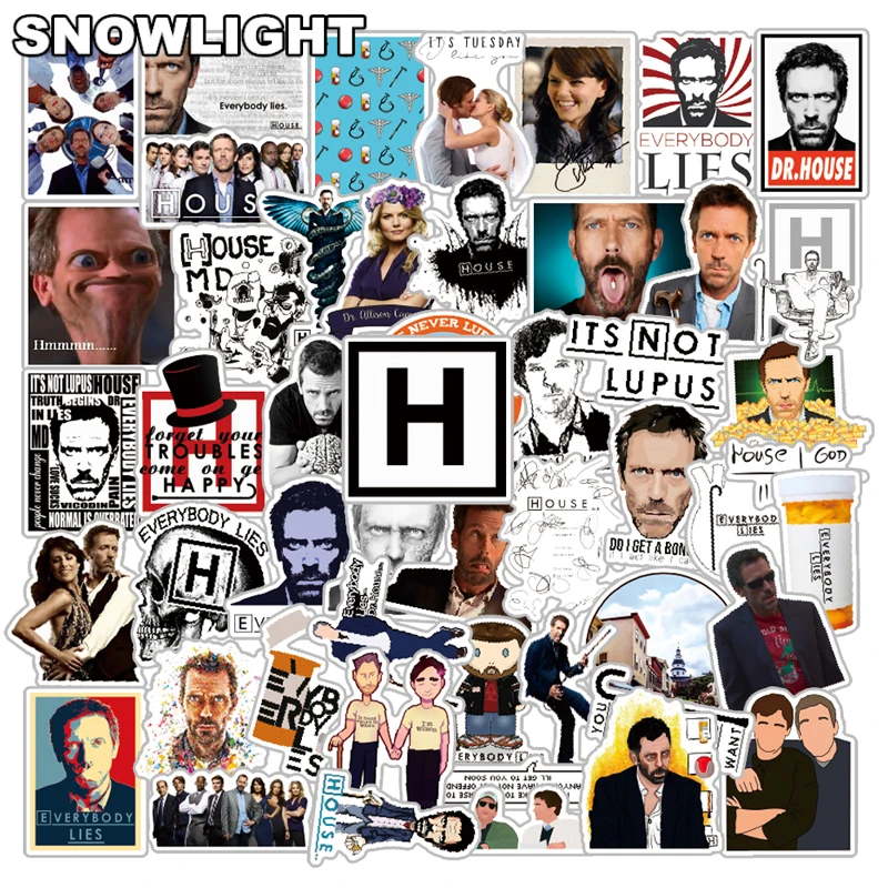 10/50pcs/set American TV Show Horror House M.D. Stickers For Laptop Guitar Phone Motorcycle Suitcase Water Cup Waterproof Toy