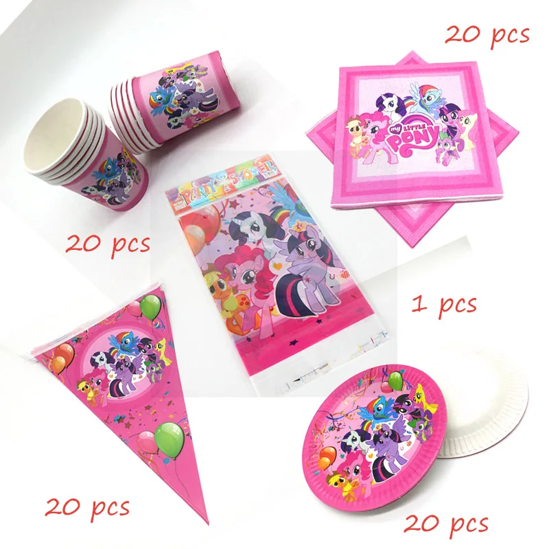 BeiPanQiZhiZhuo-81pc 61 шт./лот, одноразовые столовые приборы в стиле My Little Pony, кружки, тарелки, салфетки, детские скатерти для украшения дня рождения - Цвет: BeiPanQiZhiZhuo-81pc