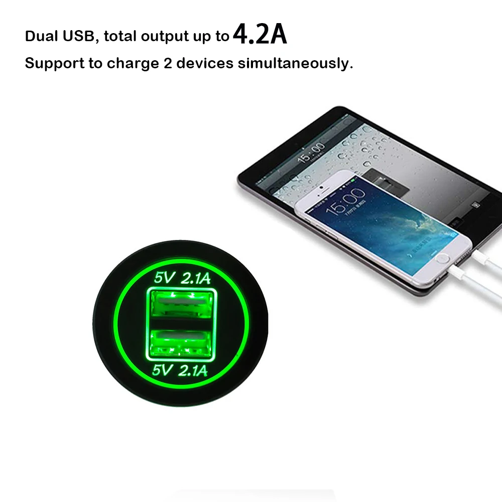 4.2A Dual USB Порты и разъёмы Выход Водонепроницаемый автомобиля Зарядное устройство