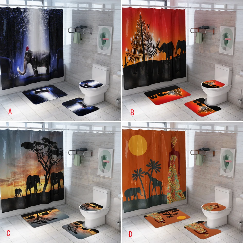 Водонепроницаемый в африканском стиле с принтом слона полиэстер Душ Шторы
