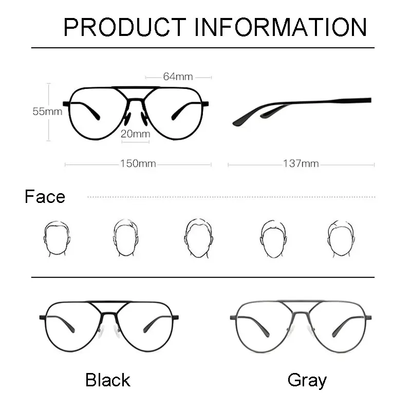 

New Arrival Full Rim Aluminum-magnesium Alloy Frame Glasses For Male with Anti-Bliue Light Lenses Optical Spectacles