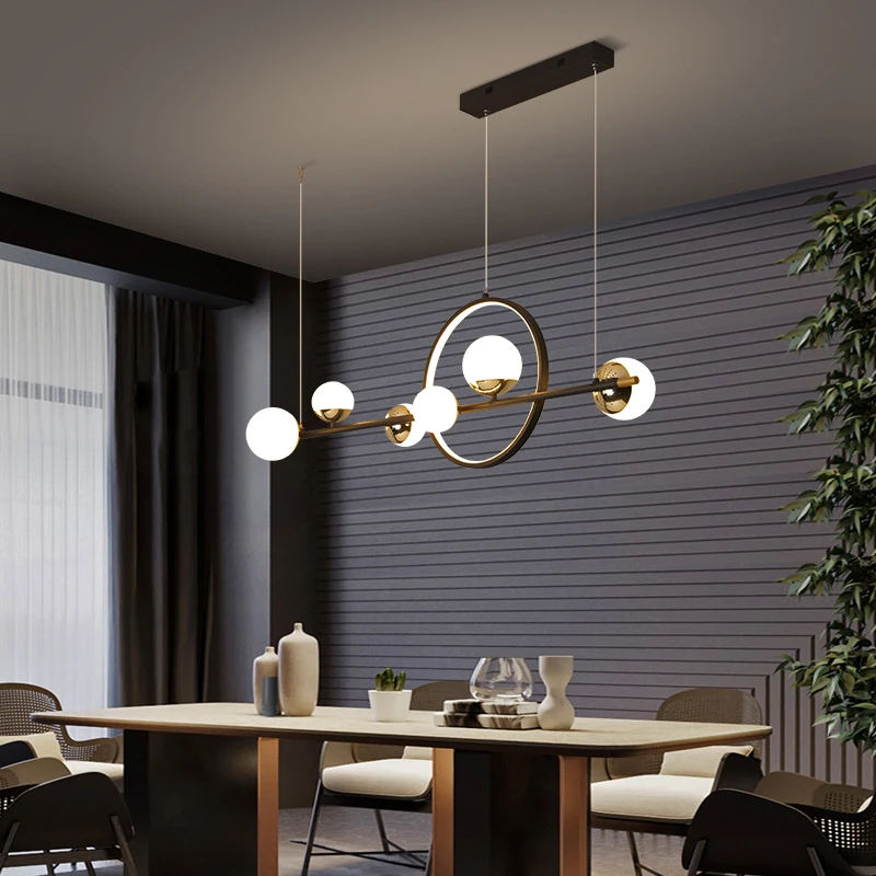 Goede Zwart Led Kroonluchter Glas Bal Moderne Lange Hanglamp Voor Eetkamer Bar Restaurant Koffiebar Kantoor Opknoping Licht